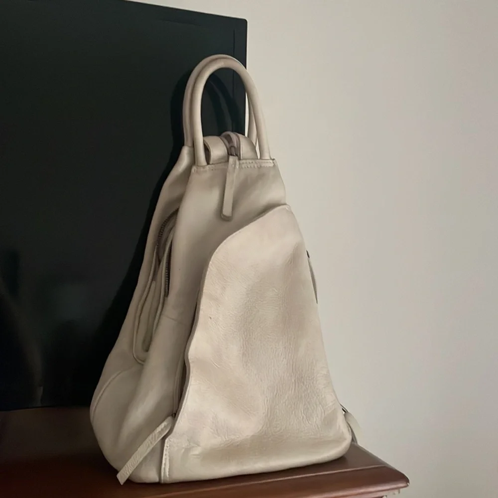Free People Cream Leather Backpack